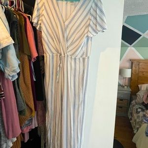 Blue and white jumpsuit